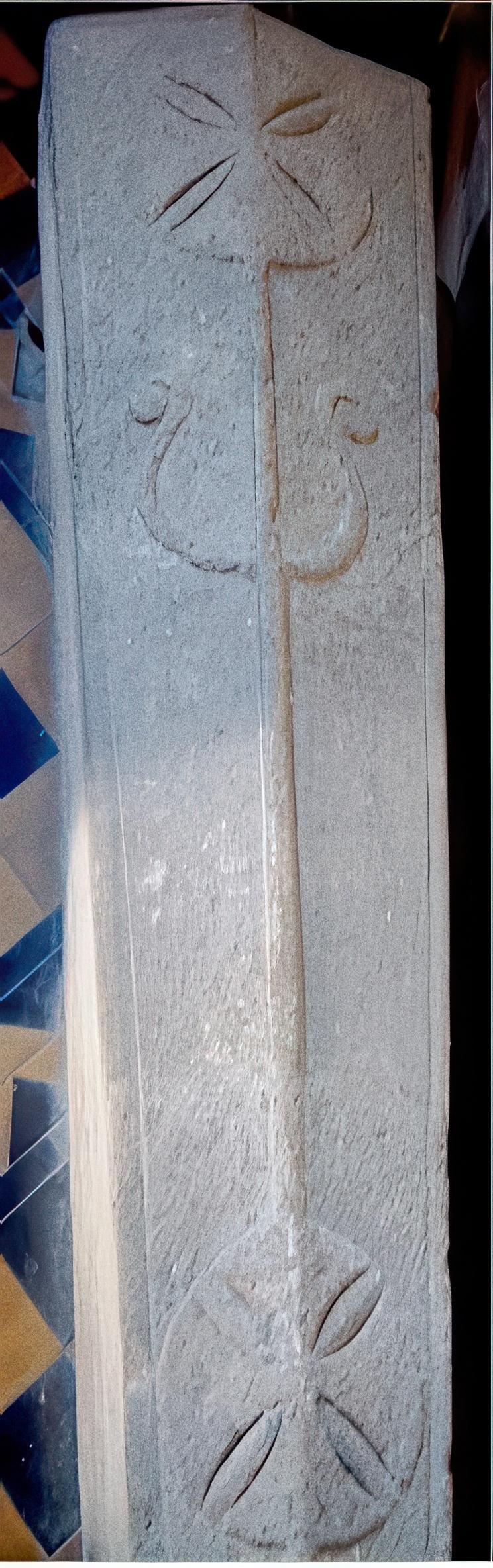 The lid of the stone coffin in the north aisle - St. Mary's, Old Hunstanton